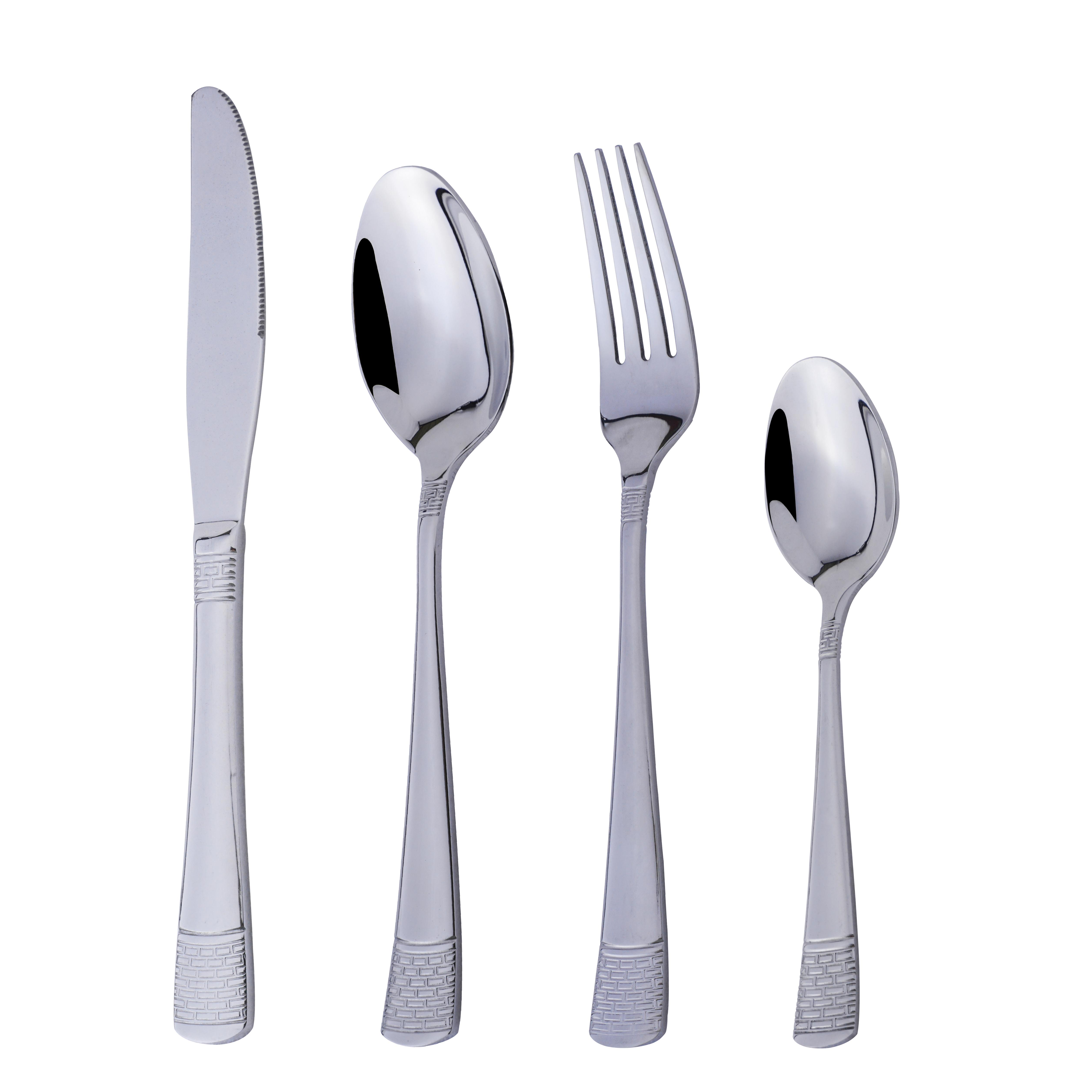 Embossed gold cutlery product presentation
