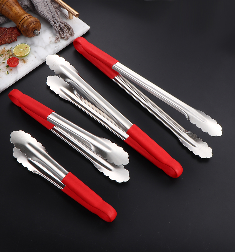 Colorful handle kitchen tongs for protected freight loading